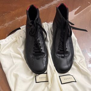 Gucci Black Embossed High-Top Sneakers